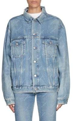 Ripped Denim Logo Jacket
