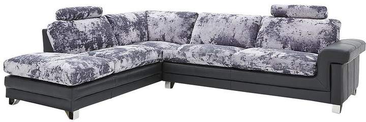 Lavish Leather/Fabric Left Hand Corner Chaise Sofa