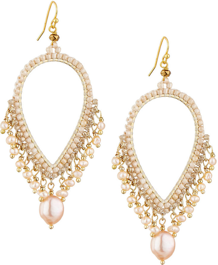 Nakamol Pearly Dangle Earrings, Pink/Cream