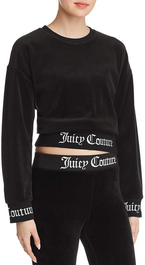 Juicy Couture Black Label Logo-Trim Velour Sweatshirt