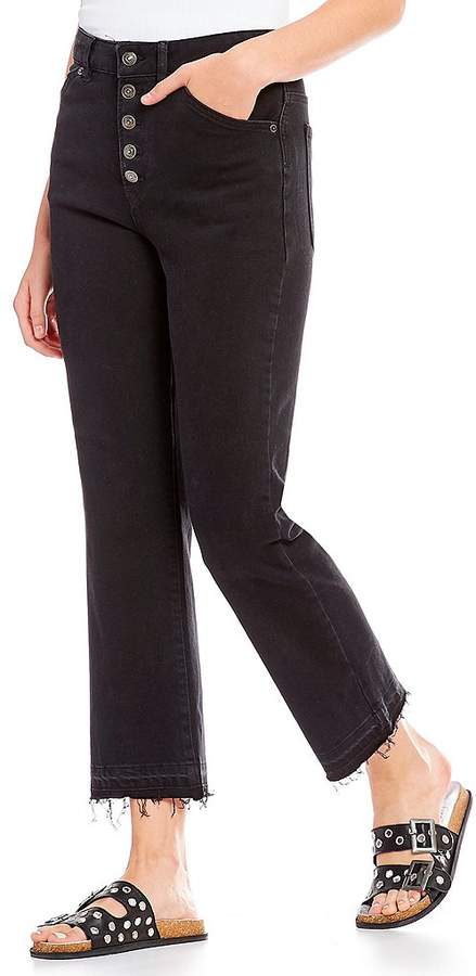 Free People Dylan High Rise Distressed Frayed Hem Crop Jeans