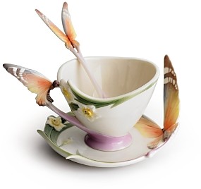 Franz Collection Papillon Butterfly Cup & Saucer with Spoon