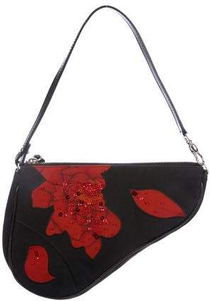 Embellished Rose Saddle Bag