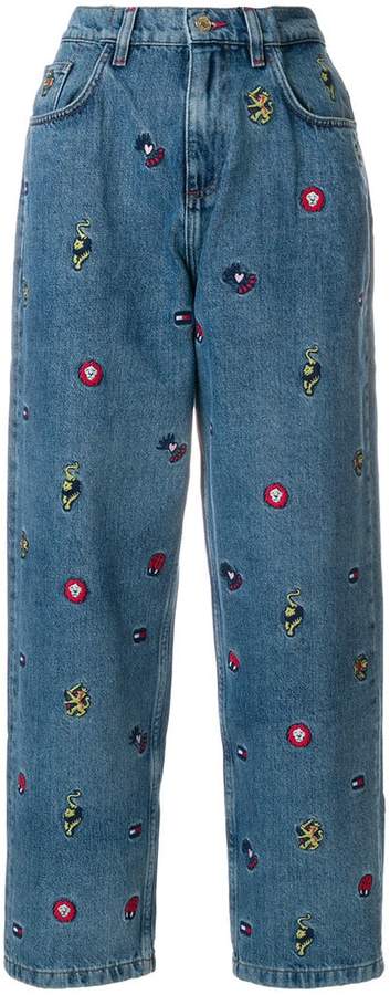 embroidered boyfriend jeans