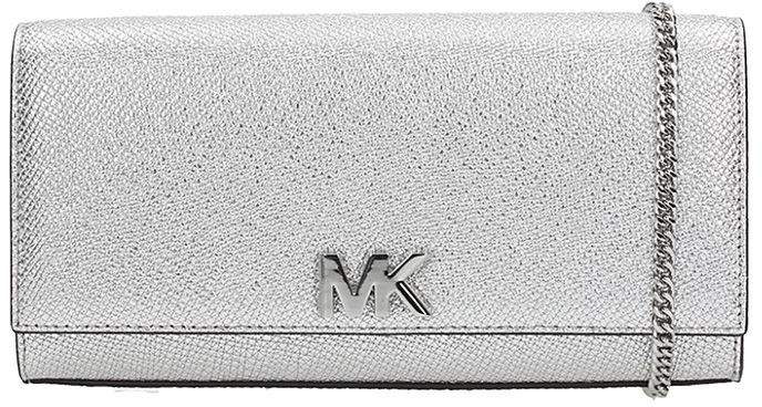 Michael Kors Clutch Bag In Silver Leather - SILVER - STYLE