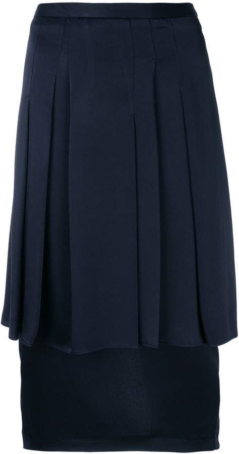 pleated layered pencil skirt