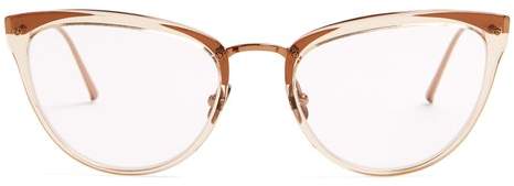 Cat-eye acetate and gold-plated glasses