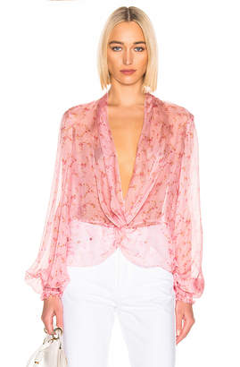 Caroline Constas Bette Blouse in Pink | FWRD