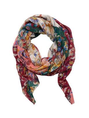 Oscar de la Renta Floral Crest Modal-Cashmere Scarf