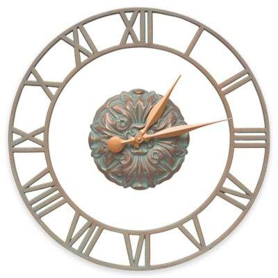 Whitehall Products Cambridge Wall Clock in Copper Verdigris