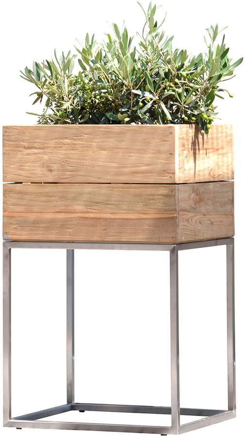 Jan Kurtz - Blumenkübel Minigarden, Teakholz natur, mit Gestell, medium