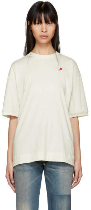 Ssense Exclusive White Embroidered Rose Sport T-shirt