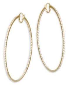Large Hinged Cubic Zirconia Oval Hoop Earrings