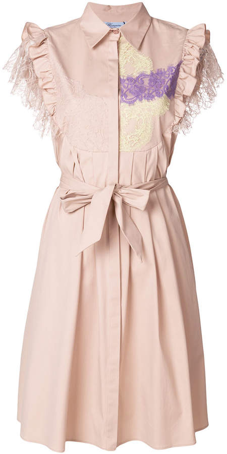 lace trim belted dress