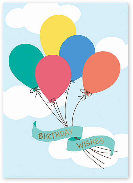 Balloon Wishes Birthday Card - Set of Six