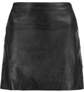 Laser-Cut Textured-Leather Mini Skirt
