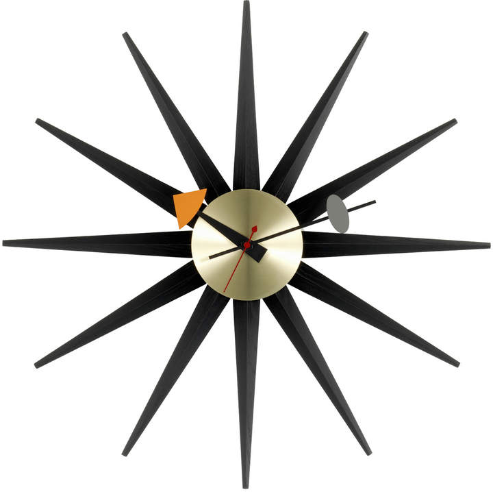 Sunburst Clock, Schwarz/ messing