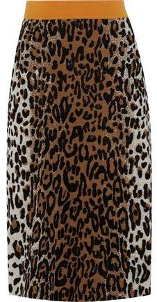 Leopard-Print Jacquard Skirt