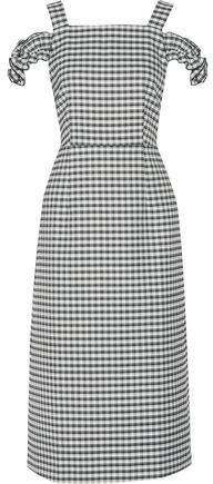 Rowena Cold-Shoulder Checked Twill Midi Dress