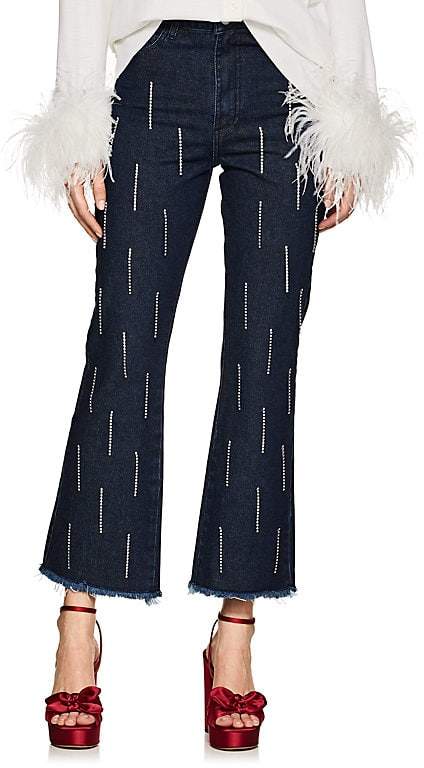 16ARLINGTON Women's Crystal-Embellished Flared Jeans