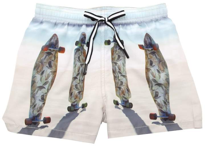 Longboards Printed Nylon Swim Shorts
