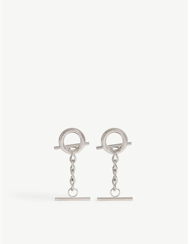 Hoop and chain short stud earrings
