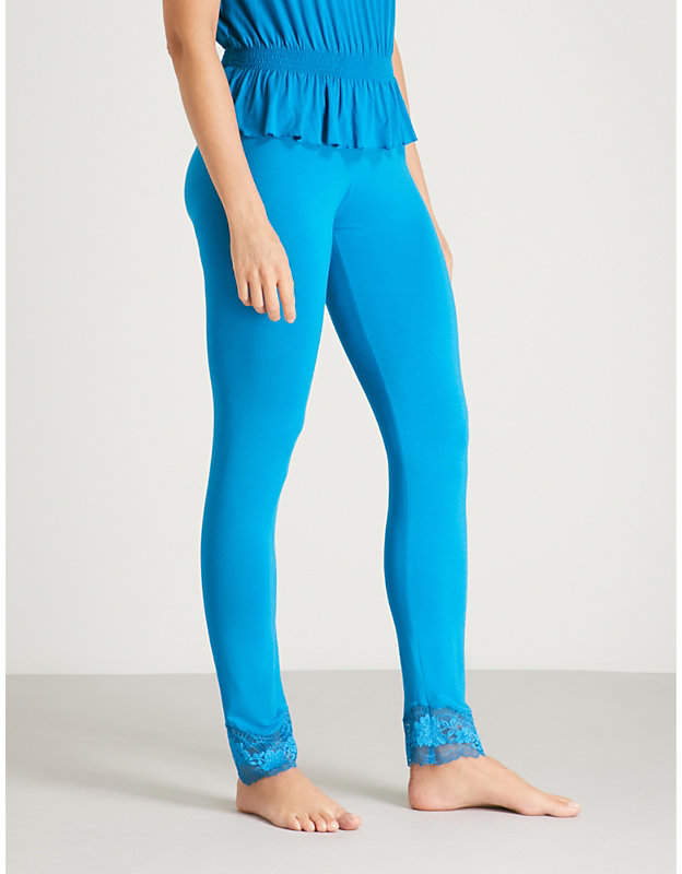 Lapis lace stretch-jersey trousers