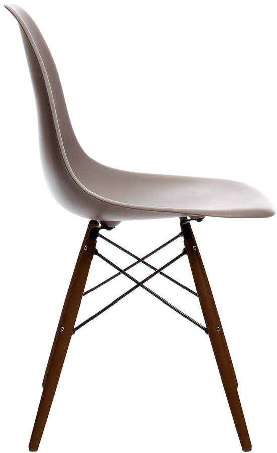 Eames Plastic Side Chair DSW (H 43 cm), Ahorn dunkel / Mauve grau, Kunststoffgleiter basic dark