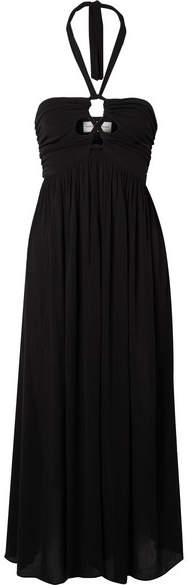 Annika Cutout Crepon Halterneck Dress - Black