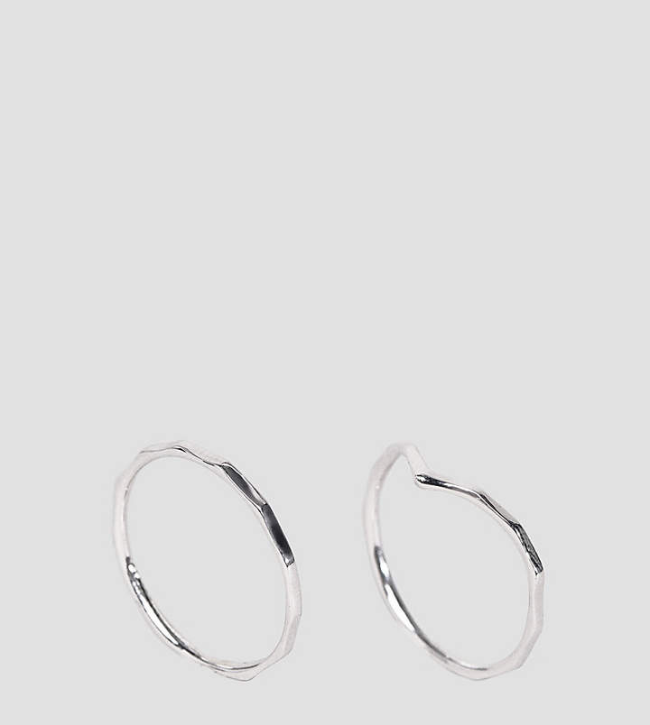DESIGN Pack Of 2 Sterling Silver Textured Rings