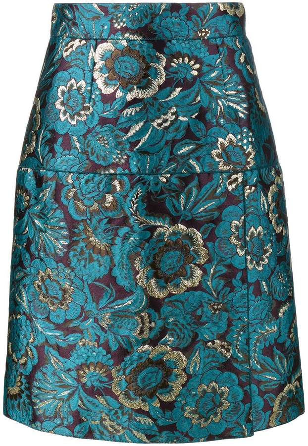 brocade and floral print skirt