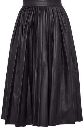 Pleated Faux Leather Skirt