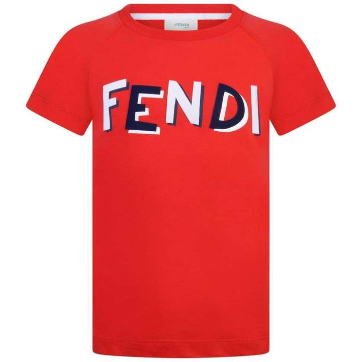 FendiBoys Red Logo Print Top
