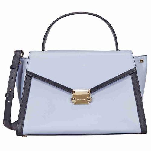 Michael Kors Whitney Large Leather Satchel- Pale Blue/Admiral - PALE BLUE/ADMIRAL - STYLE