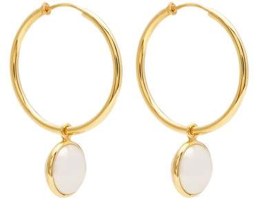 THEODORA WARRE Pearl-embellished gold-plated hoop earrings