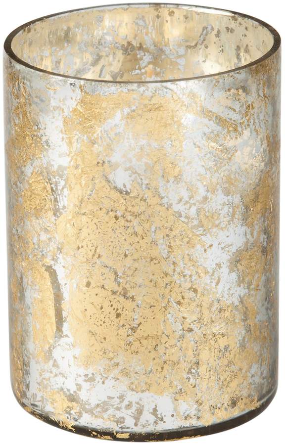 Glass Cylinder Candle with Gold Foil - Antique Silver