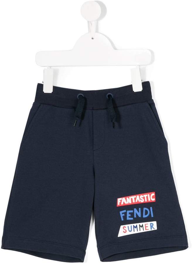 slogan-print drawstring shorts