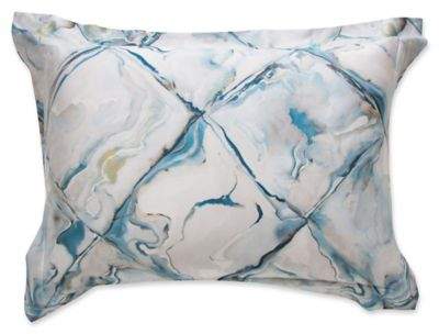 Frette At Home Blue Marble Standard Pillow Sham in Turquoise