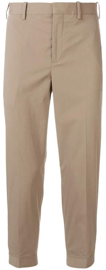 cropped button cuff trousers