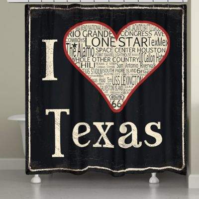 Laural Home® I Love Texas Shower Curtain in Black
