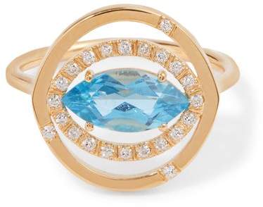 Diamond, topaz & yellow-gold ring