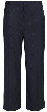 Cropped Striped Twill Straight-Leg Pants