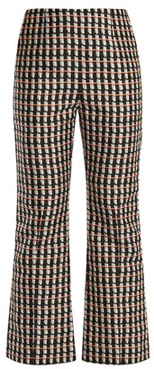 Marni Ripple Print Kick Flare Cotton Blend Trousers - Womens - Black Print
