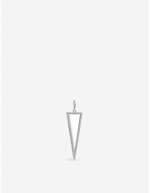 Triangle cut-out sterling silver and zirconia charm