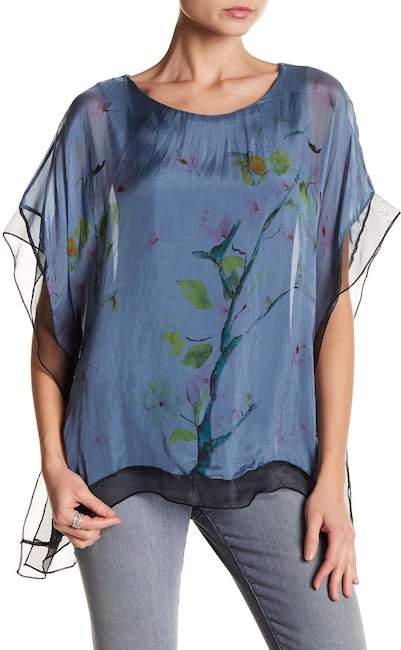 Sheer Floral Caftan Blouse