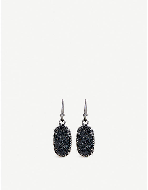 Lee gunmetal and black drusy stone earrings