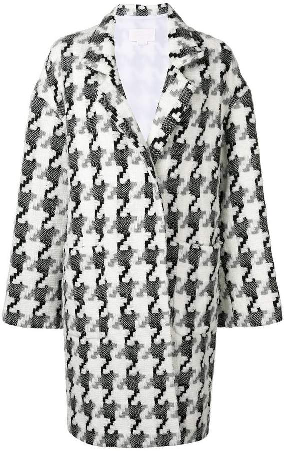 houndstooth knit coat