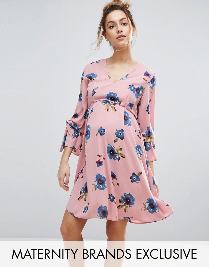 Floral Swing Dress With Sleeve Detail
