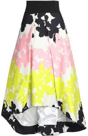 Pleated Printed Cotton-Blend Midi Skirt