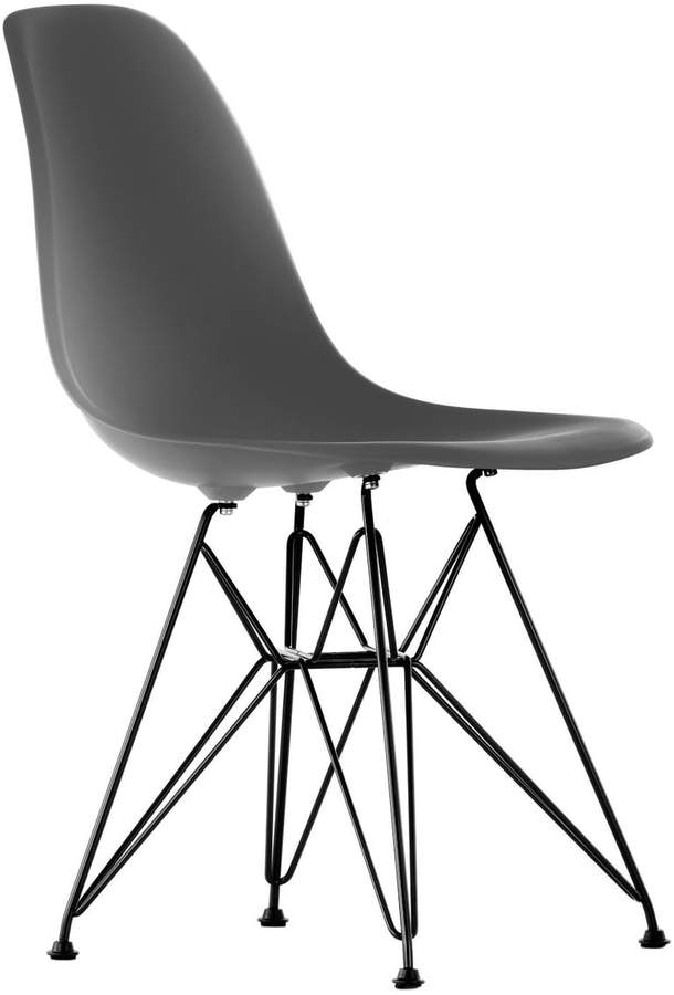 Eames Plastic Side Chair DSR (H 43 cm), pulverbeschichtet / Basalt, Filzgleiter schwarz (Hartboden)